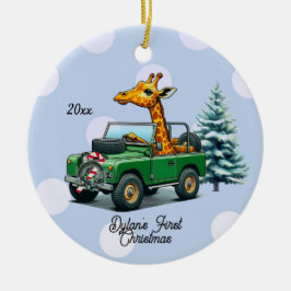 Ornamento De Cerâmica Girafa Engraçada Bebê Natal de Primeiro Ano