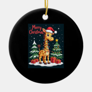 Ornamento De Cerâmica Girafa Feliz Iluminação da Árvore de Natal Papai N