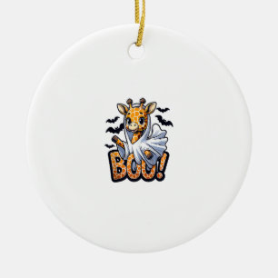 Ornamento De Cerâmica Girafa Ghost Boo Halloween Zoo Lover