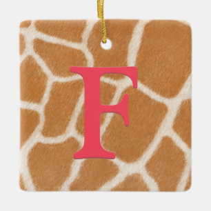 Ornamento De Cerâmica Girafa Pele Personalizada Monograma e Mensagem Ver