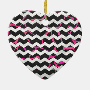 Ornamento De Cerâmica Girafa, rosa quente e Impressão preto