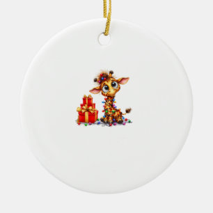 Ornamento De Cerâmica Girafas bonitas de Natal Luzes de Natal Girafa de 