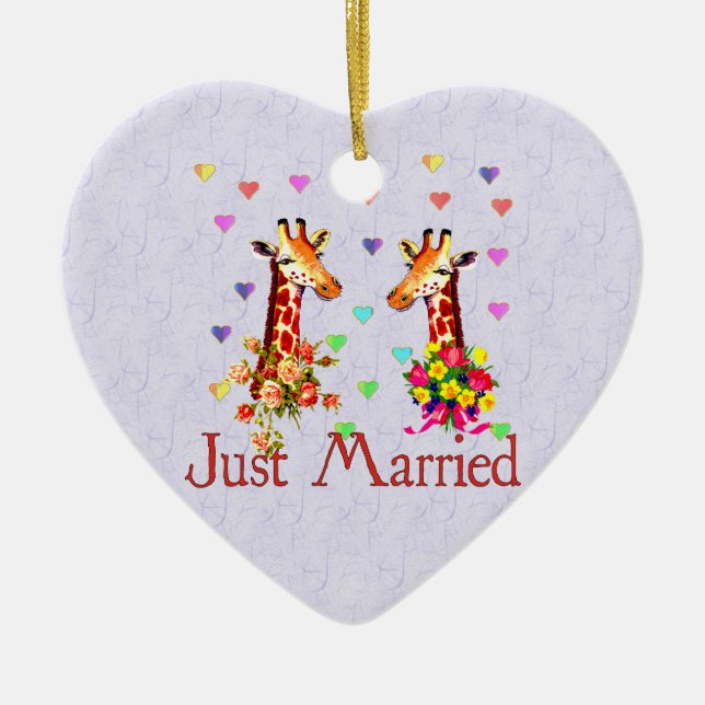 Ornamento De Cerâmica Girafas do casamento (Frente)