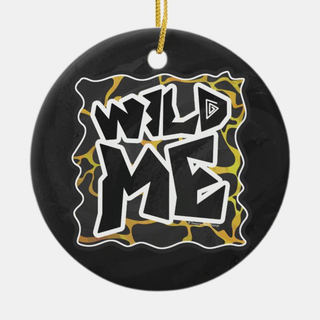 Ornamento De Cerâmica Giraffe Black and Yellow Impressão (Frente)