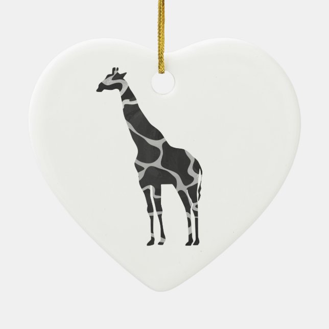 Ornamento De Cerâmica Giraffe Black e Cinza Silhoutte (Verso)