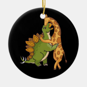 Ornamento De Cerâmica Giraffe Dinosaur Hug Love Dino Animais Safari Hall