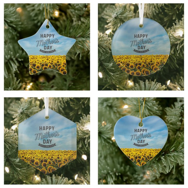 Ornamento De Cerâmica Girassóis Na moda Elegante Melhor Mãe Alguma Vez F (Sunflowers Stylish Elegant Best Mom Ever Floral ornaments)