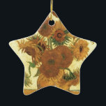 Ornamento De Cerâmica Girassóis por Van Gogh<br><div class="desc">Vida Estática: Vase com Quinze Girassóis Pintura por Vincent van Gogh Por expressionismo não é simplesmente uma forma de ver as coisas: é também uma forma de as fazer, de as pintar. Um expressionista não pinta "plano" e em tons puros - ele quebra seus tons e os aplica com uma...</div>