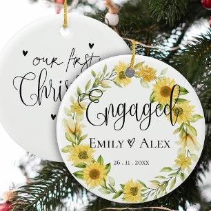 Ornamento De Cerâmica Girassol Amarelo-Cinto Envolvido Nosso Primeiro Na