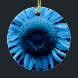 Ornamento De Cerâmica Girassol Azul<br><div class="desc">Flores de verão divertidas - Foto de girassol azul</div>