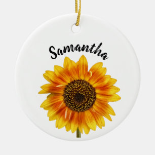 Ornamento De Cerâmica Girassol Canto Personalizado