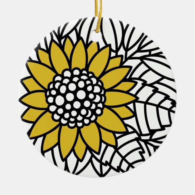 Ornamento De Cerâmica girassol de jardim encantado (Frente)