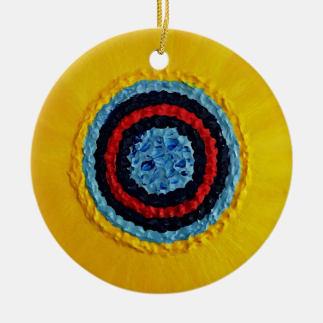 Ornamento De Cerâmica Girassol de Matthew da equipe para o autismo (Frente)