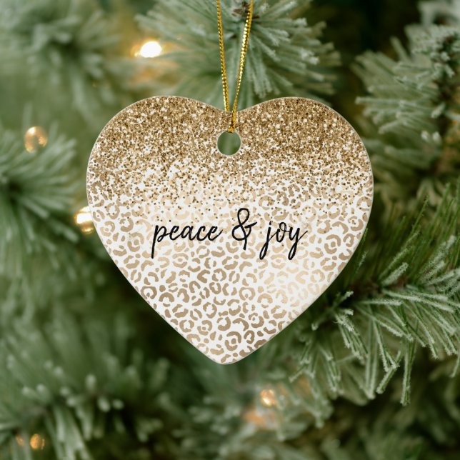 Ornamento De Cerâmica Girassol Dourado Leopard Impressão brilhante Spark (Árvore)