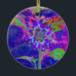 Ornamento De Cerâmica Girassol floral púrpura Elegante<br><div class="desc">pintura romântica psíquica púrpura azul-d-água cor girassol</div>