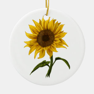 Ornamento De Cerâmica Girassol Sunshine Floral Watercolor Flor