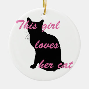 Ornamento De Cerâmica Girl loves cat