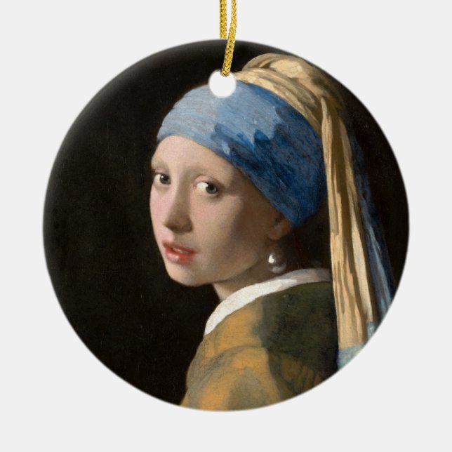 Ornamento De Cerâmica Girl with the pearl earring - Johannes Vermeer (Frente)