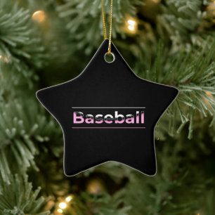 Ornamento De Cerâmica Girls Baseball - Tipografia Geométrica Rosa