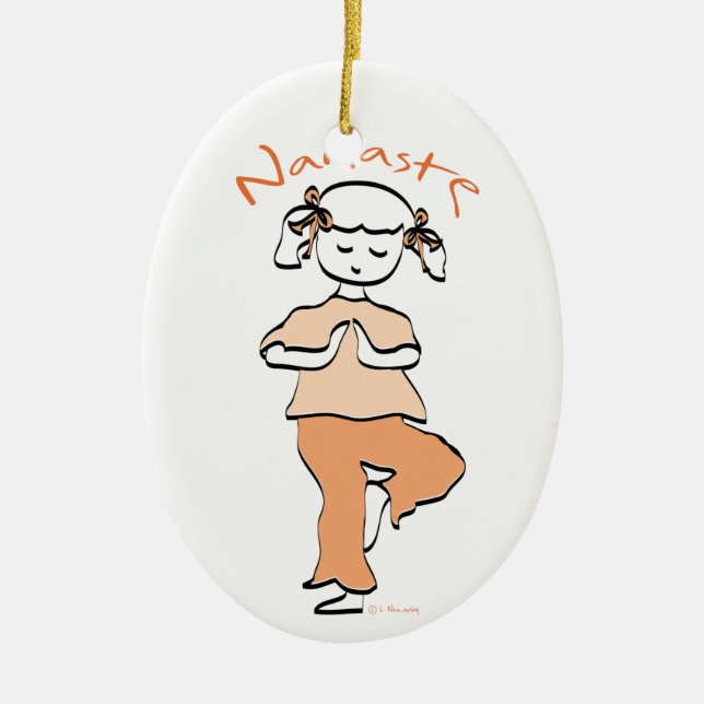 Ornamento De Cerâmica Girls Namaste Yoga Ornament (Frente)