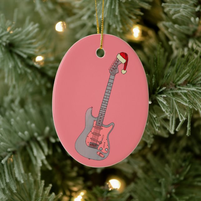 Ornamento De Cerâmica Girls Pink Electric Guitar Christmas (Árvore)