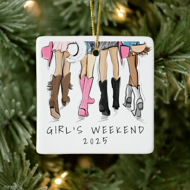 Ornamento De Cerâmica Girls Weekend Nashville Fashion Illustration Gift (Árvore)