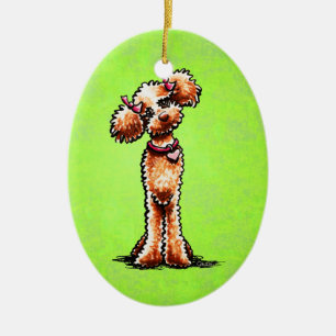 Ornamento De Cerâmica Girly Apricot Poodle Off-Leash Art™