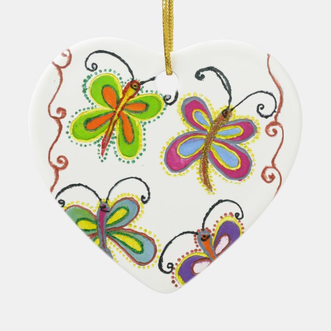 Ornamento De Cerâmica Girly Butterfly (Frente)