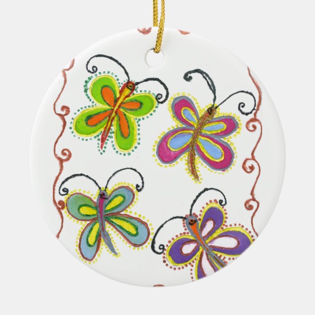 Ornamento De Cerâmica Girly Butterfly (Frente)