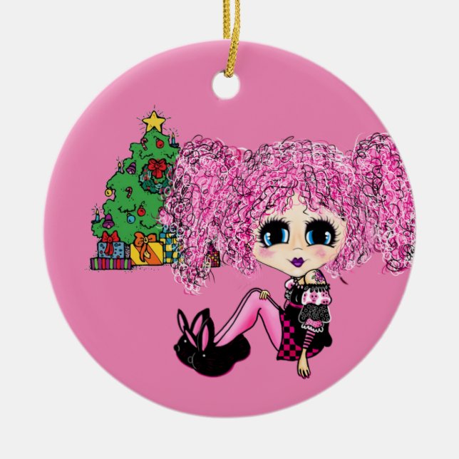 Ornamento De Cerâmica Girly Christmas (Frente)