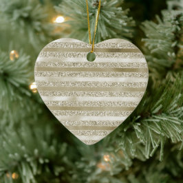 Ornamento De Cerâmica Girly Glitzy Glitter Glam Douradas Stripes