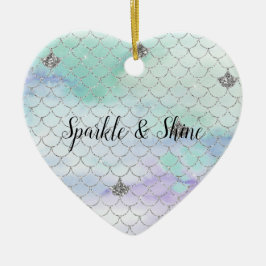 Ornamento De Cerâmica Girly Mint Purple Silver Sereia