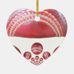 Ornamento De Cerâmica Giro de Crimson - Uma Bola Bela de Críquete Vermel