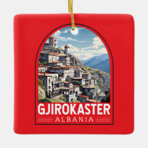 Ornamento De Cerâmica Gjirokaster Albânia - Viagem Art Vintage