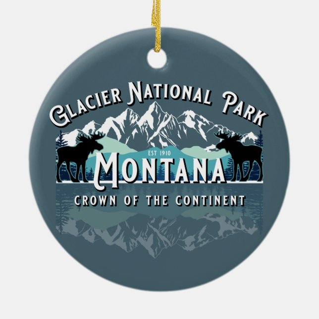 ORNAMENTO DE CERÂMICA GLACIER NATIONAL PARK KEEPSAKE HOLIDAY (Traseira)