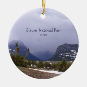Ornamento De Cerâmica Glacier National Park Nuvens Azuis e Árvores Alpi