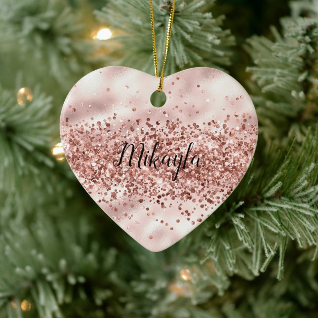 Ornamento De Cerâmica Glam Girly Pink Glitzy Sparkle Confetti (Árvore)