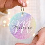 Ornamento De Cerâmica Glam Iridescente, Colorida Personalizada com Lâmpa<br><div class="desc">Personalize facilmente este elegante padrão colorido de brilho com seu nome personalizado e/ou monograma.</div>
