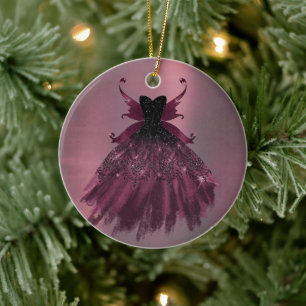 Ornamento De Cerâmica Glam Rock Fairy Gown Millennium Grunge Wing