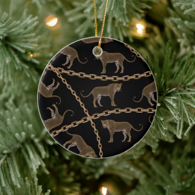 Ornamento De Cerâmica glamour do ouro lepard cheetah (Árvore)