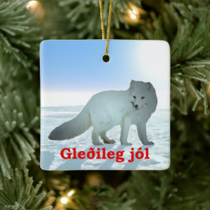 Ornamento De Cerâmica Gleðileg Jól - Fox ártico