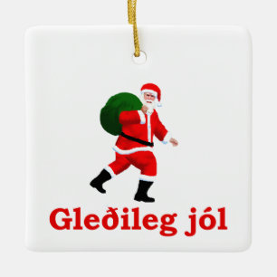 Ornamento De Cerâmica Gleðileg jól - Papai Noel