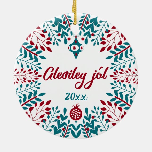 Ornamento De Cerâmica Gleðileg jól, Saudação de Natal da Islândia (Traseira)