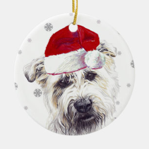 Ornamento De Cerâmica Glen of Imaal Terrier - Santa Hat Christmas Bauble