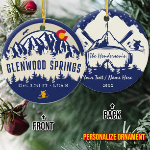 Ornamento De Cerâmica Glenwood Primavera Colorado Flag Mountain Skiing