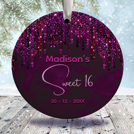 Ornamento De Cerâmica Glitter 16 Vermelho-Cor-de-rosa-claro