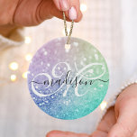 Ornamento De Cerâmica Glitter Bokeh Glamorous Elegante<br><div class="desc">Personalize facilmente este elegante padrão colorido de brilho com seu nome personalizado e/ou monograma.</div>