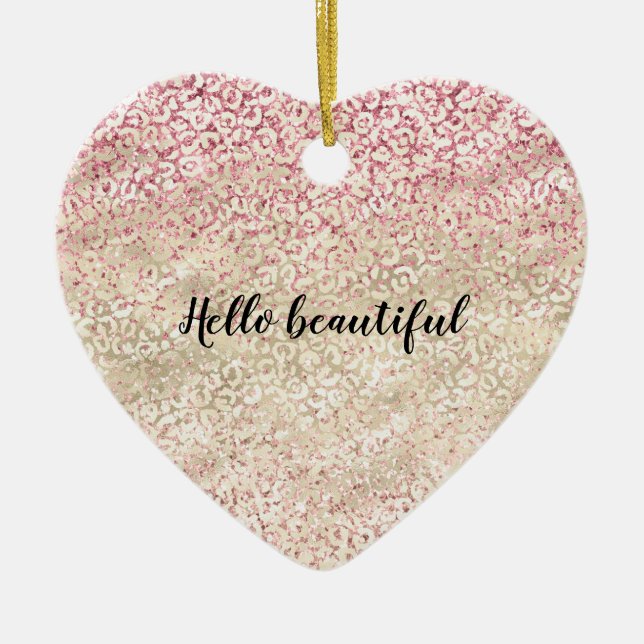 Ornamento De Cerâmica Glitter Brilhante Rosa Brilhante Dourado Ombro de  (Frente)