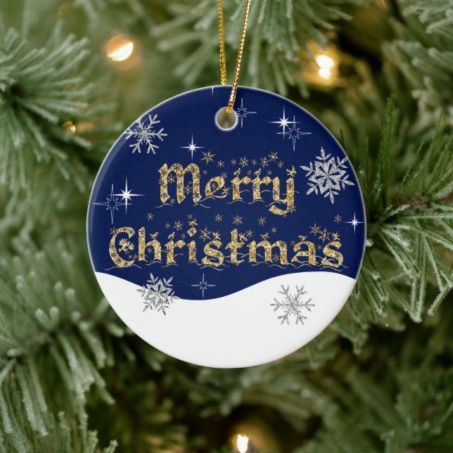 Ornamento De Cerâmica Glitter de Natal Simples Elegante (Árvore)