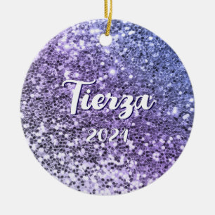 Ornamento De Cerâmica Glitter de Peito Roxo
